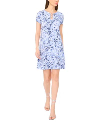Msk Women's Short-sleeve Crewneck Dress In Blue