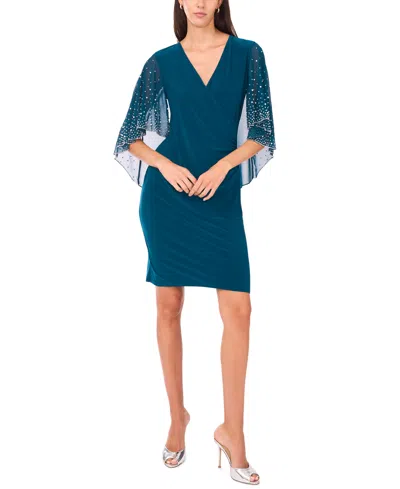 Msk Women's Side Drape Overlay Pull-on Dress In Blue