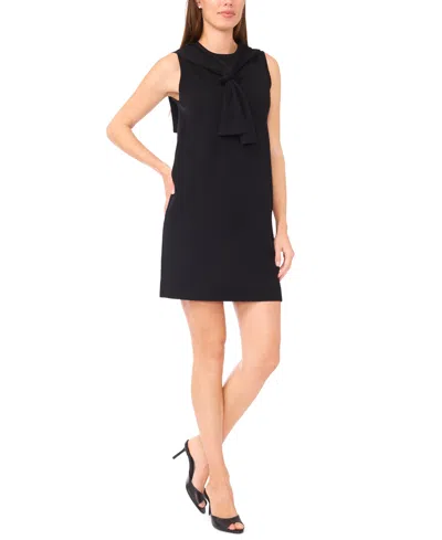 Msk Women's Sleeveless Cardigan Overlay Sweater Dress In Black