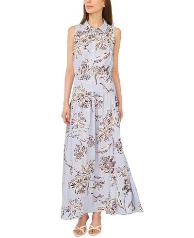 Msk Women's Sleeveless Drop Waist Maxi Dress With Buttons In Blue