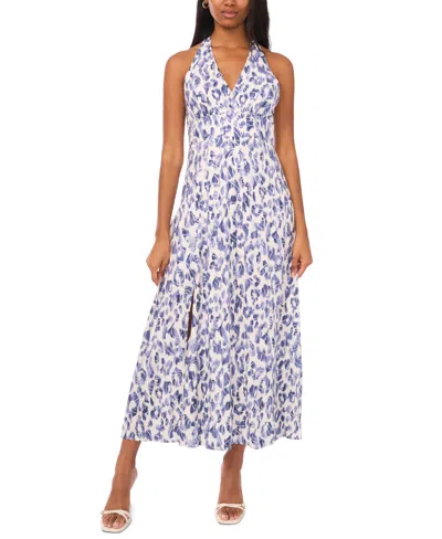 Msk Women's Sleeveless Halter Maxi Dress In Blue