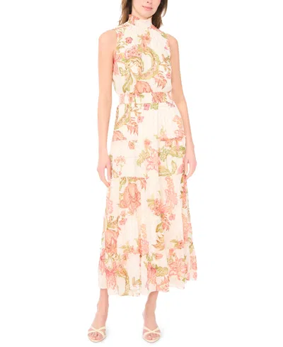 Msk Women's Sleeveless Mock Neck Maxi Dress In White