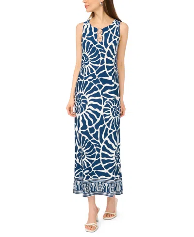Msk Women's Sleeveless Printed Maxi Dress In Blue