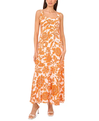 Msk Women's Sleeveless Square-neck Maxi Dress In Multi