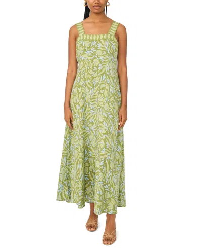 Msk Women's Smocked Back Challis Maxi Dress In Green