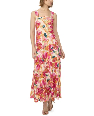 Msk Women's Smocked Back Challis Maxi Dress In Multi