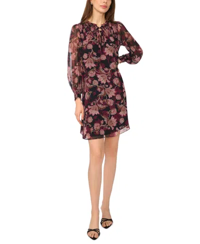 Msk Women's Smocked Yoke Ruffle Neck Dress In Multi