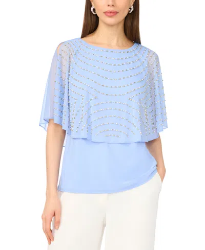 Msk Women's Split Cape Overlay Top In Multi