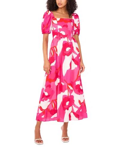Msk Women's Square-neck Short-sleeve Maxi Dress In Pink