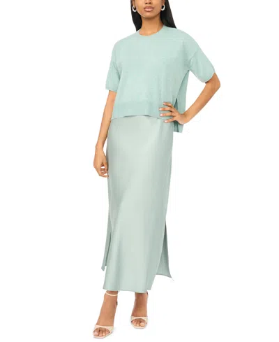 Msk Women's Sweetheart Neck Sweater Dress In Green