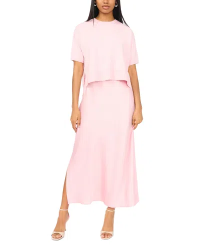 Msk Women's Sweetheart Neck Sweater Dress In Pink