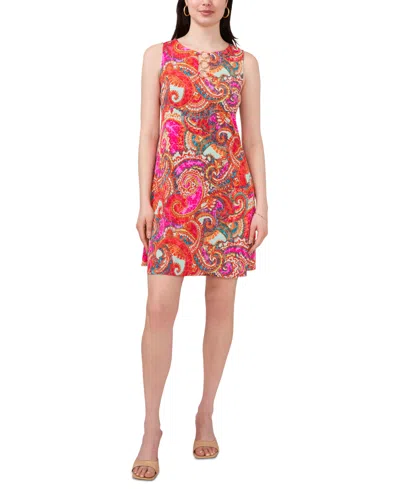 Msk Women's Three-ring Keyhole-neck Paisley Jersey Dress