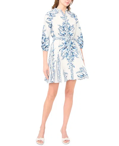 Msk Women's Tie-waist Collared Dress In Multi