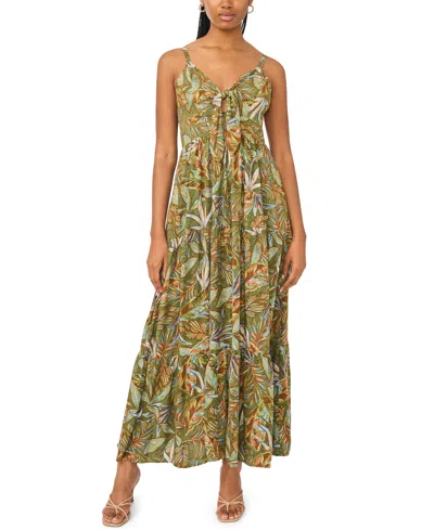 Msk Women's Tie-front Tiered Maxi Dress In Green