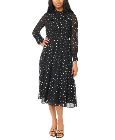 Msk Women's Tie-neck Tiered Maxi Dress In Black