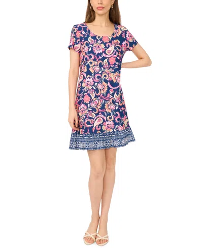 Msk Women's T-shirt Dress With Ruffle At Hem In Blue