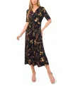 Msk Women's Twist Front Short Sleeve Midi Dress In Multi
