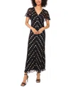 Msk Women's V-neck Flutter Sleeve Maxi Dress In Black