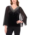 Msk Women's V-neck Long-sleeve Knit Top In Black