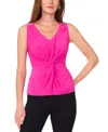 Msk Women's V-neck Sleeveless Twist-front Top In Fuchsia