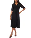 Msk Women's V-neck Twist Front Midi Dress In Black