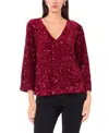 Msk Women's Velvet V-neck Top In Multi