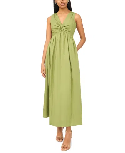 Msk Women's V-neck Knot Bust Maxi Dress In Green
