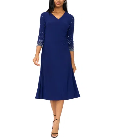 Msk Women's V-neck Midi Dress In Animal Print