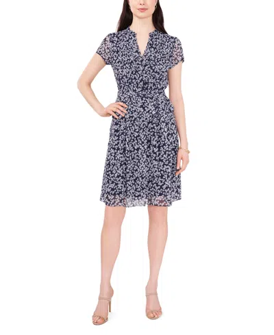 Msk Women's V-neck Shirt Dress In Blue