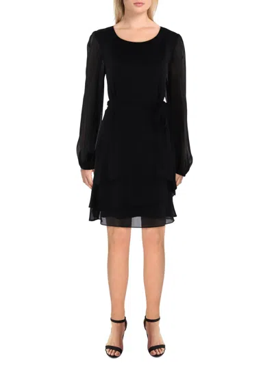 Msk Womens Chiffon Short Mini Dress In Black