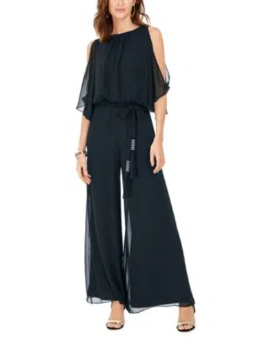 Msk Womens Cold Shoulder Wide Leg Jumpsuit In Blue