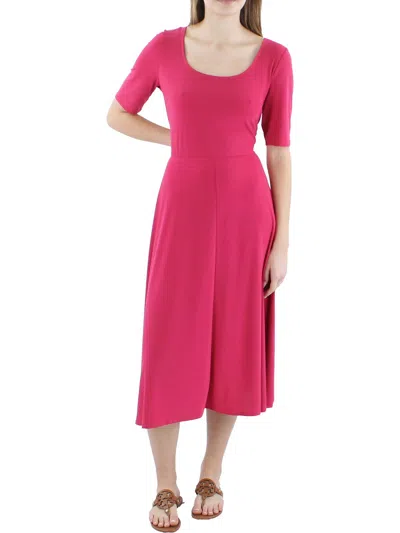 Msk Womens Elbow Sleeve Scoop Neck Midi Dress In Pink