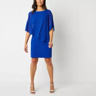 Msk Womens Embellished Short Sleeve Sheath Dress In Blue