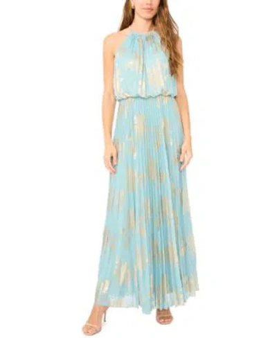 Msk Womens Embellishment Halter Neck Pleated Gown In Chicory Coffee