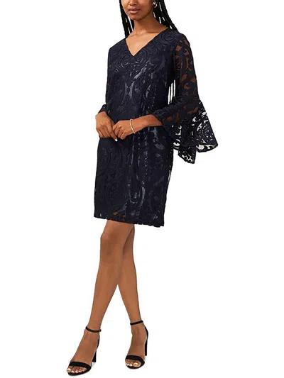 Msk Lace Bell-sleeve Dress In Navy,navy