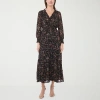 Msk Womens Long Sleeve Floral Maxi Dress In Black