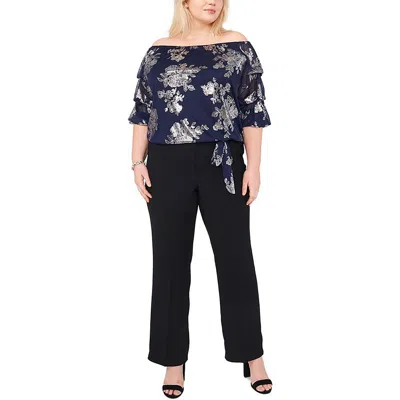 Msk Womens Metallic Floral Print Blouse In Multi