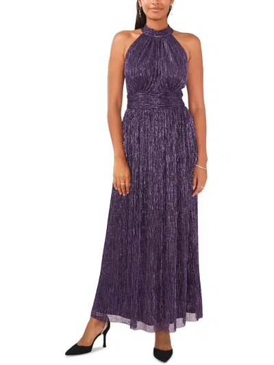 Msk Womens Metallic Halter Dress In Purple