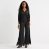 Msk Womens Mid Rise Wide Leg Palazzo Pant In Black