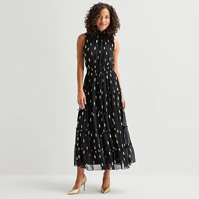 Msk Womens Mock Neck Sleeveless Maxi Dress In Black