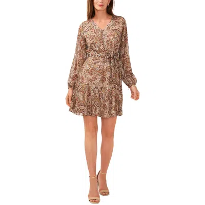 Msk Womens Paisley V-neck Shift Dress