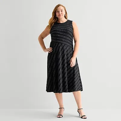 Msk Womens Plus Round Neck Sleeveless Maxi Dress In Black