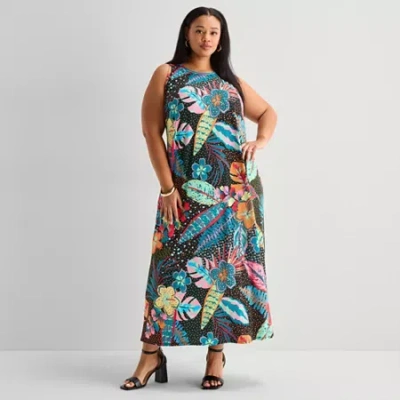 Msk Womens Plus Sleeveless Floral Maxi Dress In Multi
