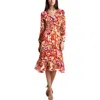 Msk Womens Printed Chiffon Midi Dress