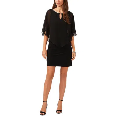 Msk Women's Rhinestone-trim Capelet Dress In Black