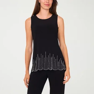 Msk Womens Round Neck Sleeveless Tank Top In Black