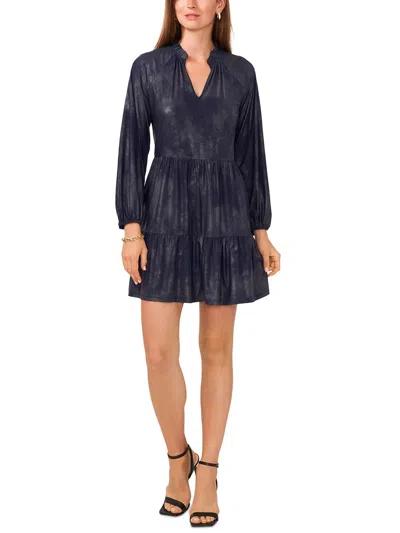 Msk Womens Ruffled Mini Babydoll Dress In Blue