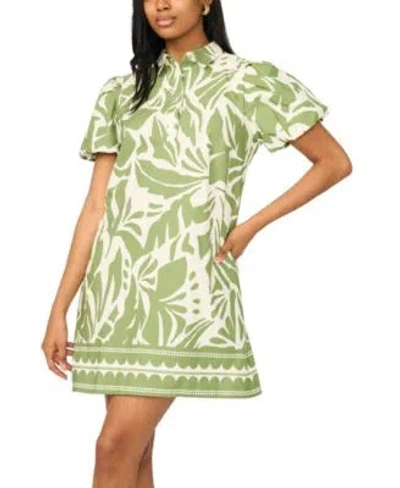 Msk Womens Short Sleeve Button Collar Dress In Multi