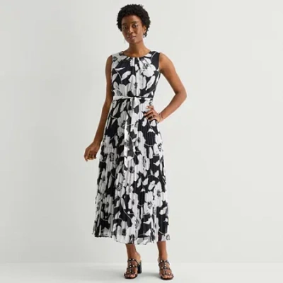 Msk Womens Short Sleeve Floral Maxi Dress In Black