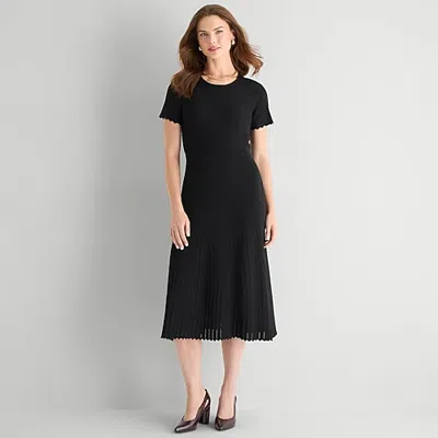 Msk Womens Short Sleeve Midi Sweater Dress In Black